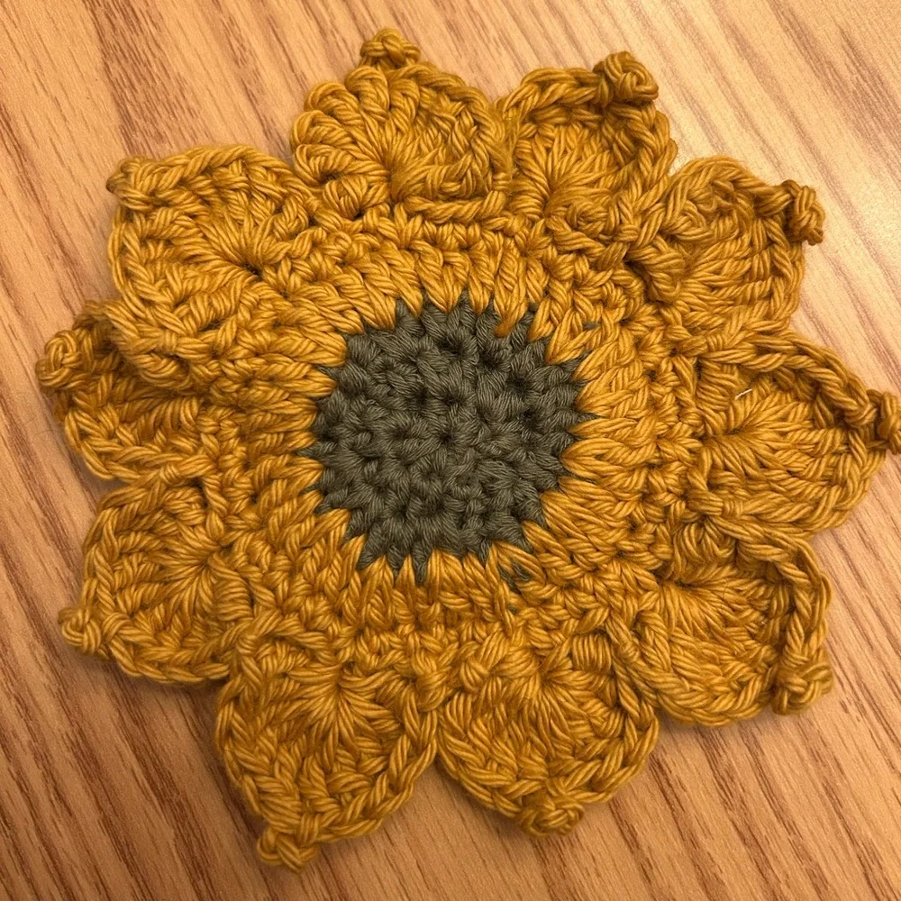 Towel Holder Sunflower Crocheted Handmade